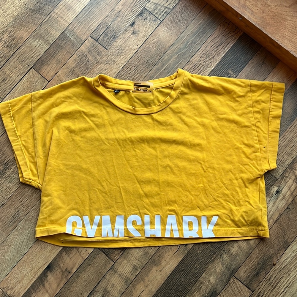 Yellow Crop Gym Shark Tee